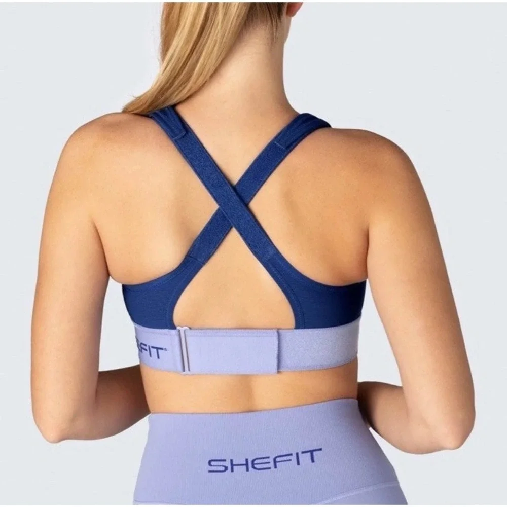 Shefit Ultimate High Impact Zip Front Sports Bra Blue Purple Size‎ 3 Luxe